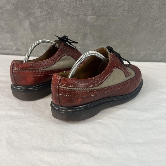 Vintage Dr. Martens 3989/28 Shoes Mens Size 7 Red Gray Leather Brogue Colorblock - Picture 4 of 9
